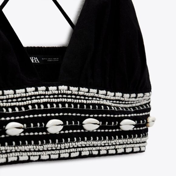 Zara Seashell Linen Top XS - Picture 5 of 6